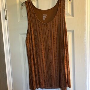 Sleeveless Printed Tank Top in Rust Brown